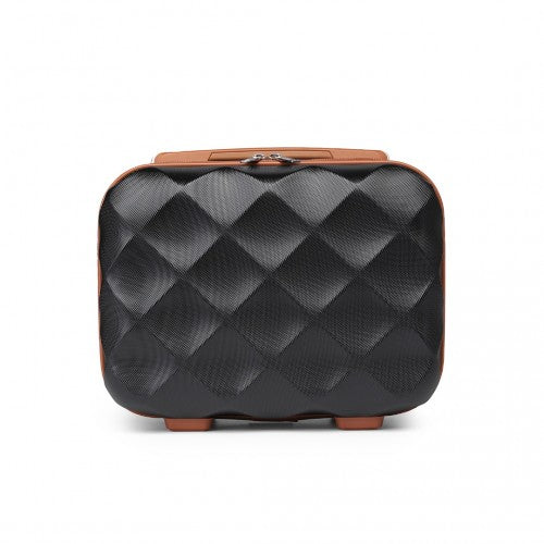 Easy Luggage K2395L - British Traveller 13 Inch Ultralight ABS And Polycarbonate Vanity Case - Black And Brown