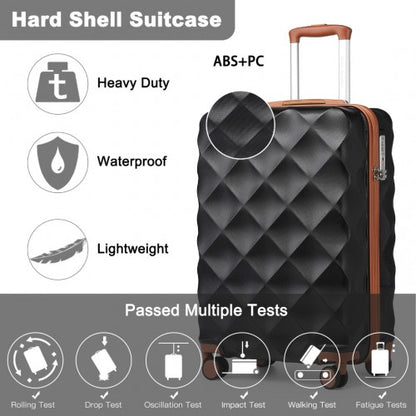 Easy Luggage K2395L - British Traveller 20 Inch Ultralight ABS And Polycarbonate Bumpy Diamond Suitcase With TSA Lock - Black And Brown