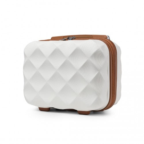 Easy Luggage K2395L - British Traveller 13 Inch Ultralight ABS And Polycarbonate Vanity Case - Cream