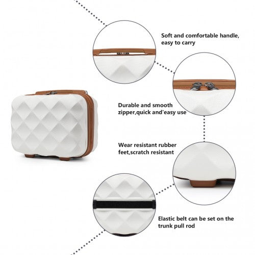 Easy Luggage K2395L - British Traveller 13 Inch Ultralight ABS And Polycarbonate Vanity Case - Cream
