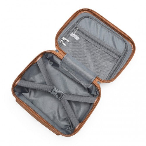 Easy Luggage K2395L - British Traveller 13 Inch Ultralight ABS And Polycarbonate Vanity Case - Cream