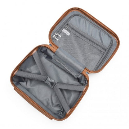 Easy Luggage K2395L - British Traveller 13 Inch Ultralight ABS And Polycarbonate Vanity Case - Cream