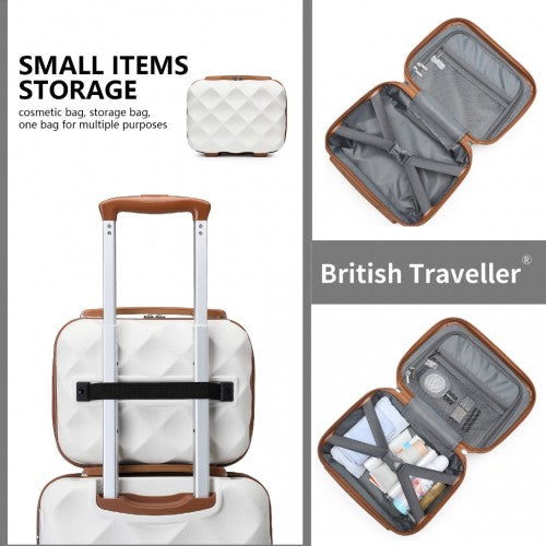 Easy Luggage K2395L - British Traveller Ultralight ABS And Polycarbonate Bumpy Diamond 4 Pcs Luggage Set With TSA Lock - Cream