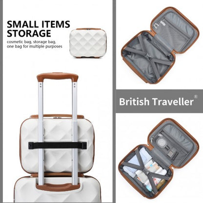 Easy Luggage K2395L - British Traveller Ultralight ABS And Polycarbonate Bumpy Diamond 4 Pcs Luggage Set With TSA Lock - Cream