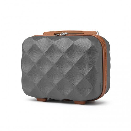 Easy Luggage K2395L - British Traveller 13 Inch Ultralight ABS And Polycarbonate Vanity Case - Grey And Brown