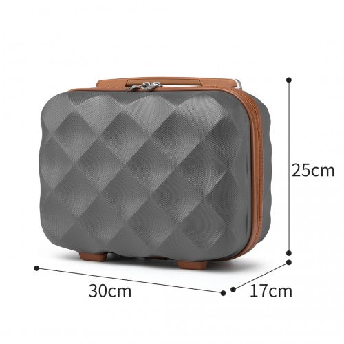 Easy Luggage K2395L - British Traveller 13 Inch Ultralight ABS And Polycarbonate Vanity Case - Grey And Brown