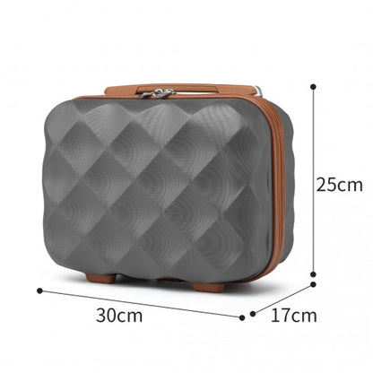 Easy Luggage K2395L - British Traveller 13 Inch Ultralight ABS And Polycarbonate Vanity Case - Grey And Brown
