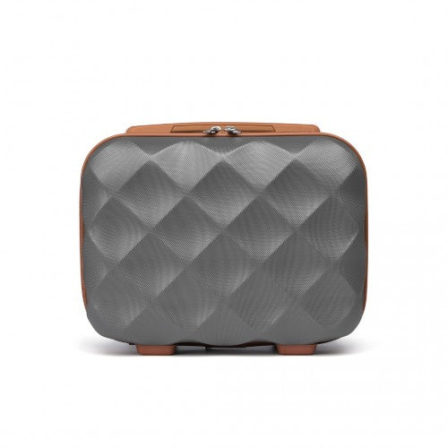 Easy Luggage K2395L - British Traveller 13 Inch Ultralight ABS And Polycarbonate Vanity Case - Grey And Brown