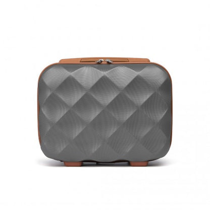 Easy Luggage K2395L - British Traveller 13 Inch Ultralight ABS And Polycarbonate Vanity Case - Grey And Brown