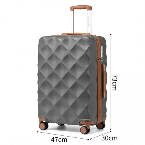 Easy Luggage K2395L - British Traveller 28 Inch Ultralight ABS And Polycarbonate Bumpy Diamond Suitcase With TSA Lock - Grey And Brown