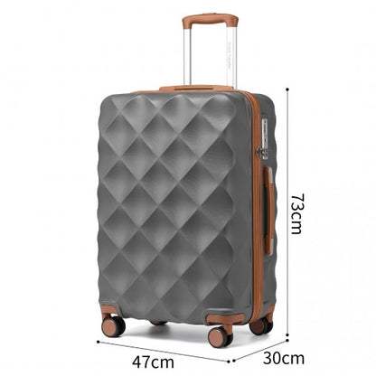 Easy Luggage K2395L - British Traveller 28 Inch Ultralight ABS And Polycarbonate Bumpy Diamond Suitcase With TSA Lock - Grey And Brown