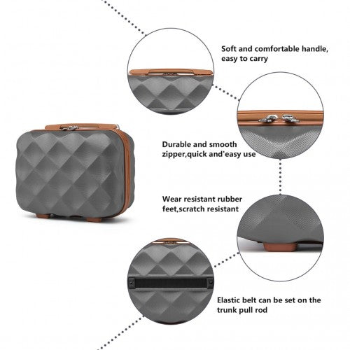 Easy Luggage K2395L - British Traveller Ultralight ABS And Polycarbonate Bumpy Diamond 4 Pcs Luggage Set With TSA Lock - Grey And Brown
