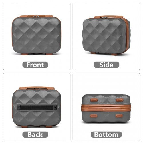 Easy Luggage K2395L - British Traveller Ultralight ABS And Polycarbonate Bumpy Diamond 4 Pcs Luggage Set With TSA Lock - Grey And Brown