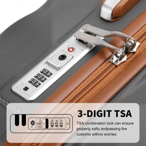 Easy Luggage K2395L - British Traveller Ultralight ABS And Polycarbonate Bumpy Diamond 4 Pcs Luggage Set With TSA Lock - Grey And Brown