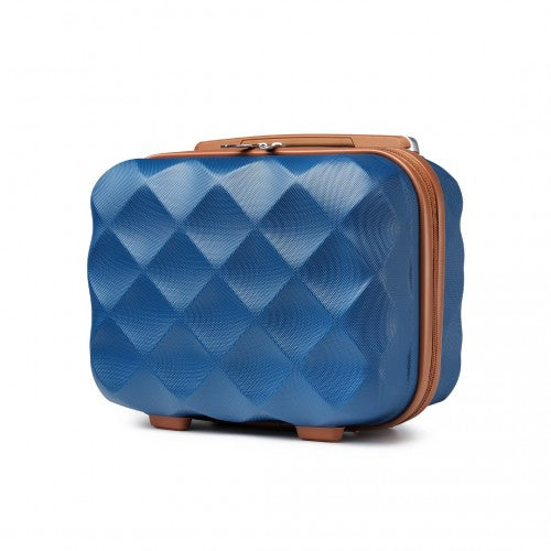 Easy Luggage K2395L - British Traveller 13 Inch Ultralight ABS And Polycarbonate Vanity Case - Navy And Brown