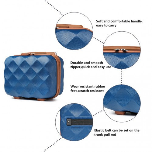 Easy Luggage K2395L - British Traveller 13 Inch Ultralight ABS And Polycarbonate Vanity Case - Navy And Brown