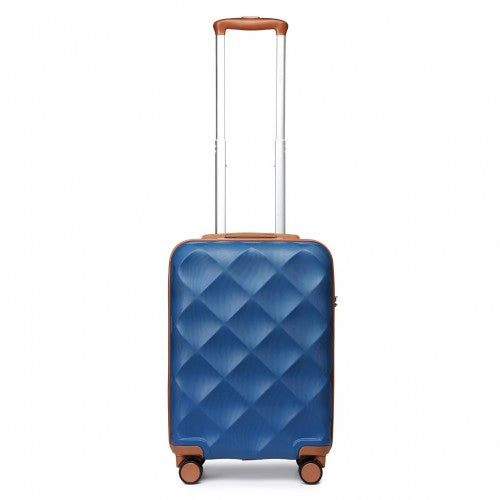 Easy Luggage K2395L - British Traveller 20 Inch Ultralight ABS And Polycarbonate Bumpy Diamond Suitcase With TSA Lock - Navy And Brown