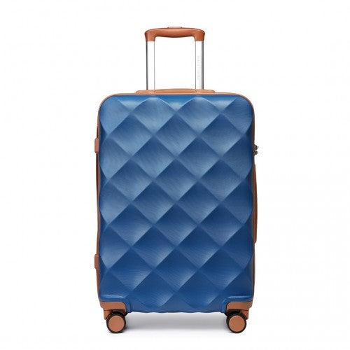 Easy Luggage K2395L - British Traveller 28 Inch Ultralight ABS And Polycarbonate Bumpy Diamond Suitcase With TSA Lock - Navy And Brown
