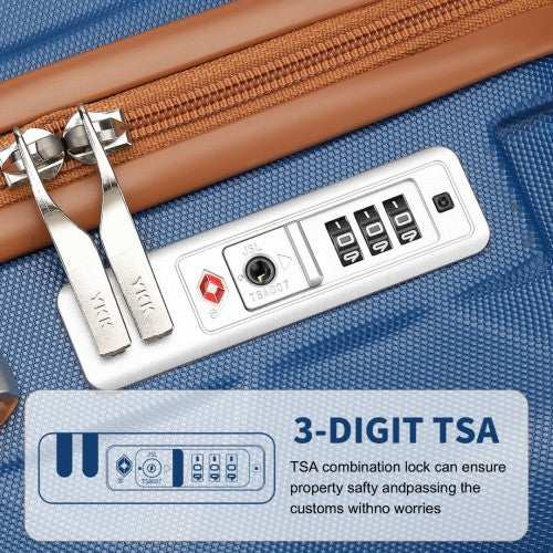Easy Luggage K2395L - British Traveller 24 Inch Ultralight ABS And Polycarbonate Bumpy Diamond Suitcase With TSA Lock - Navy And Brown