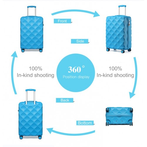 Easy Luggage K2395L - British Traveller 20 Inch Ultralight ABS And Polycarbonate Bumpy Diamond Suitcase With TSA Lock - Blue