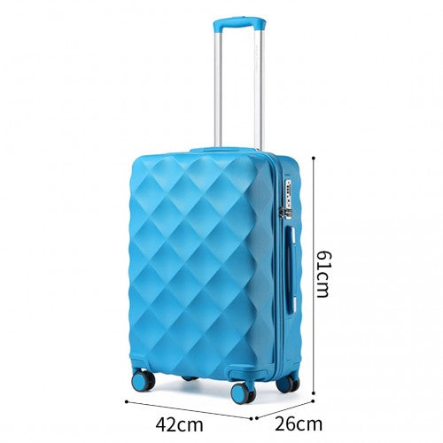 Easy Luggage K2395L - British Traveller 24 Inch Ultralight ABS And Polycarbonate Bumpy Diamond Suitcase With TSA Lock - Blue