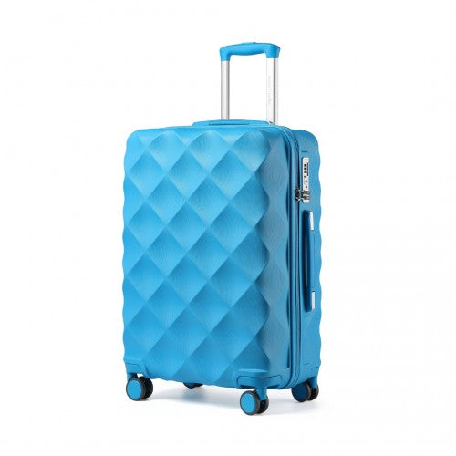 Easy Luggage K2395L - British Traveller 28 Inch Ultralight ABS And Polycarbonate Bumpy Diamond Suitcase With TSA Lock - Blue