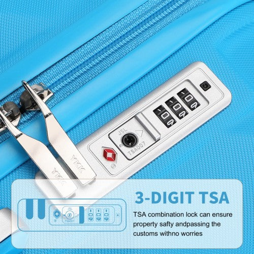 Easy Luggage K2395L - British Traveller Ultralight ABS And Polycarbonate Bumpy Diamond 4 Pcs Luggage Set With TSA Lock - Blue