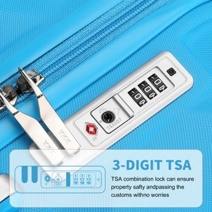 Easy Luggage K2395L - British Traveller Ultralight ABS And Polycarbonate Bumpy Diamond 4 Pcs Luggage Set With TSA Lock - Blue