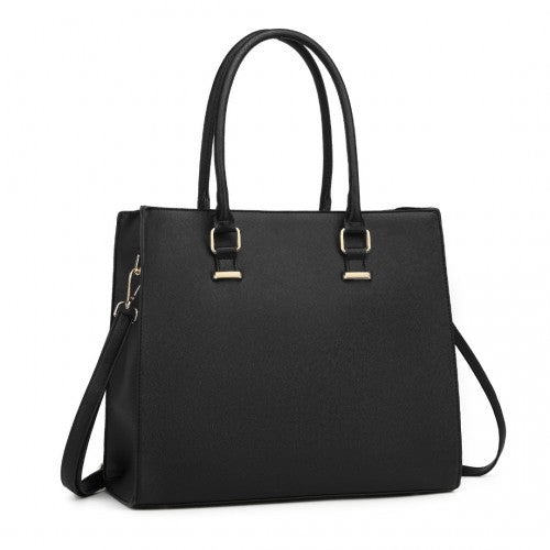 Easy Luggage L1509-1 - Miss Lulu Leather Look Classic Square Shoulder Bag - Black
