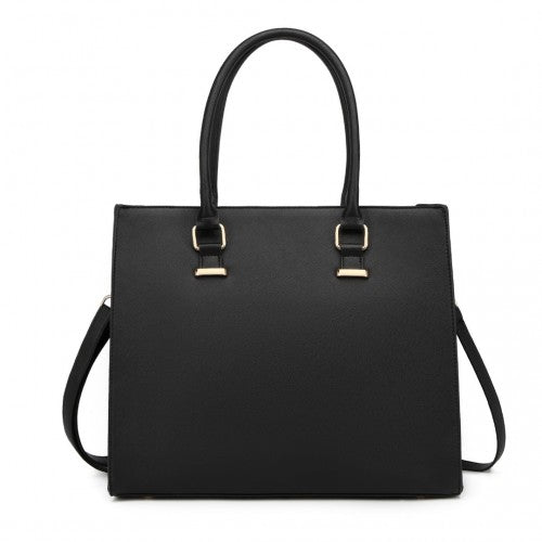 Easy Luggage L1509-1 - Miss Lulu Leather Look Classic Square Shoulder Bag - Black