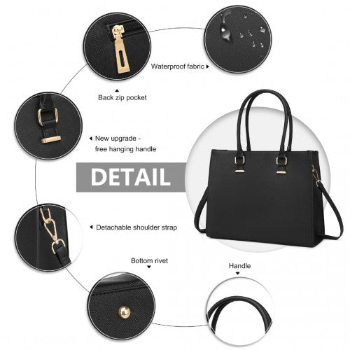 Easy Luggage L1509-1 - Miss Lulu Leather Look Classic Square Shoulder Bag - Black