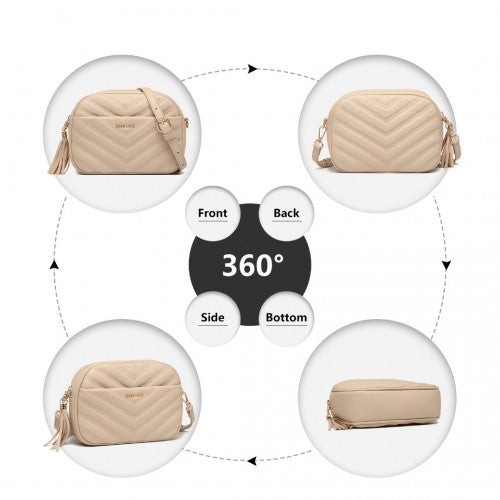 Easy Luggage LA2119-1 - Miss LuLu Lightweight Quilted Leather Cross body Bag - Khaki