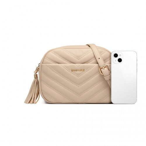 Easy Luggage LA2119-1 - Miss LuLu Lightweight Quilted Leather Cross body Bag - Khaki