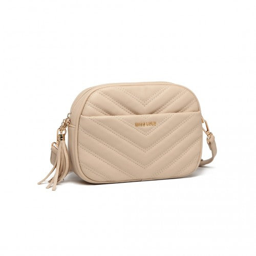 Easy Luggage LA2119-1 - Miss LuLu Lightweight Quilted Leather Cross body Bag - Khaki