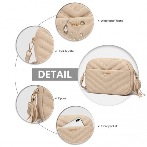 Easy Luggage LA2119-1 - Miss LuLu Lightweight Quilted Leather Cross body Bag - Khaki