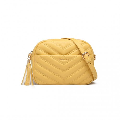Easy Luggage LA2119-1 - Miss LuLu Lightweight Quilted Leather Cross body Bag - Yellow