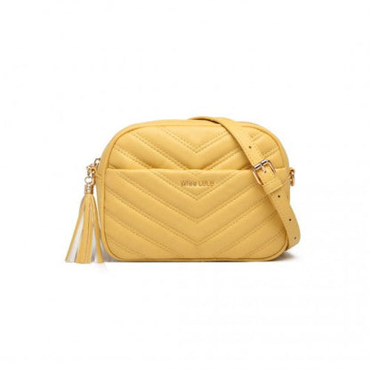 Easy Luggage LA2119-1 - Miss LuLu Lightweight Quilted Leather Cross body Bag - Yellow