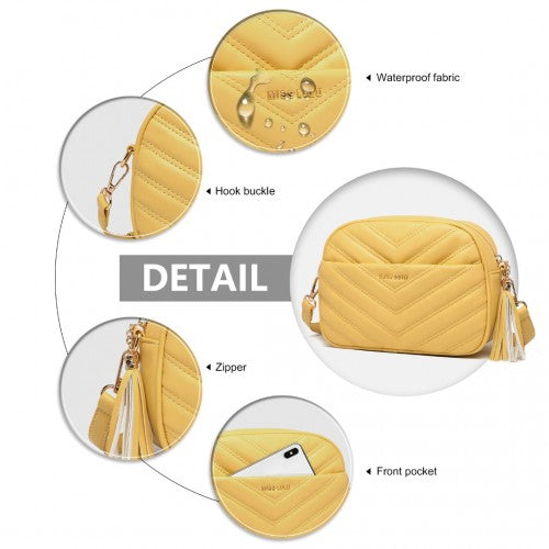 Easy Luggage LA2119-1 - Miss LuLu Lightweight Quilted Leather Cross body Bag - Yellow