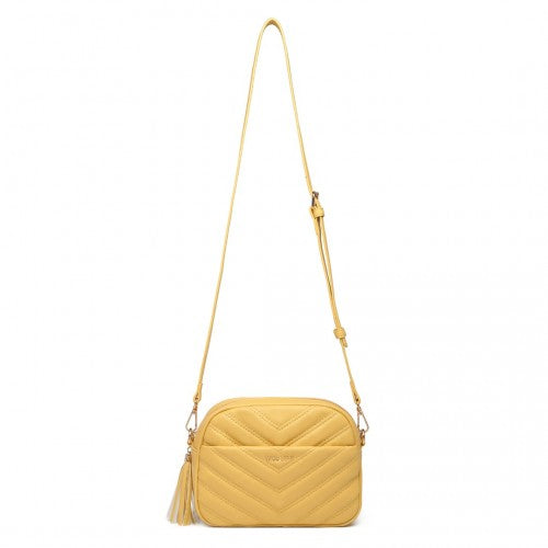 Easy Luggage LA2119-1 - Miss LuLu Lightweight Quilted Leather Cross body Bag - Yellow