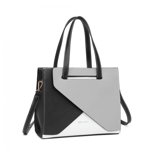 Easy Luggage LB2008 - Miss Lulu Contrast Panel Shoulder Bag - Grey