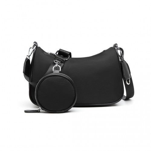 Easy Luggage LB2060 - Miss Lulu Cross-Body Handbag with a Detachable Pouch - Black