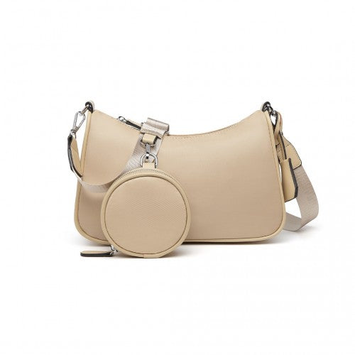 Easy Luggage LB2060 - Miss Lulu Cross-Body Handbag with a Detachable Pouch - Khaki