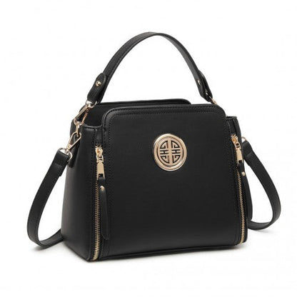 Easy Luggage LB2126 - Miss Lulu Leather Look Practical Crossbody Bag - Black