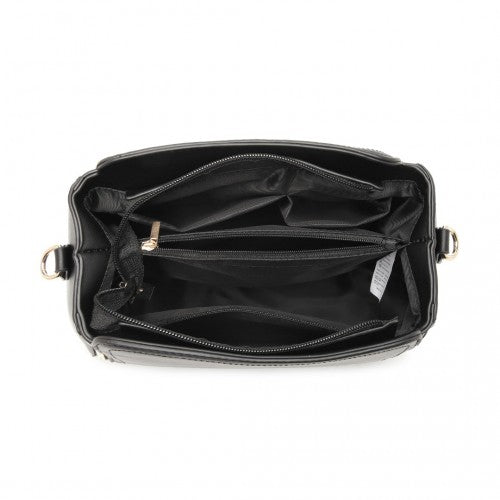 Easy Luggage LB2126 - Miss Lulu Leather Look Practical Crossbody Bag - Black