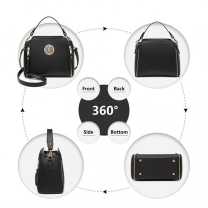 Easy Luggage LB2126 - Miss Lulu Leather Look Practical Crossbody Bag - Black