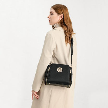 Easy Luggage LB2126 - Miss Lulu Leather Look Practical Crossbody Bag - Black