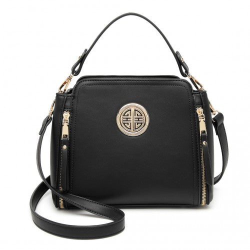 Easy Luggage LB2126 - Miss Lulu Leather Look Practical Crossbody Bag - Black
