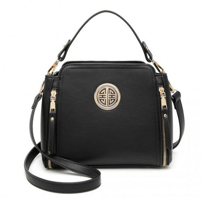 Easy Luggage LB2126 - Miss Lulu Leather Look Practical Crossbody Bag - Black