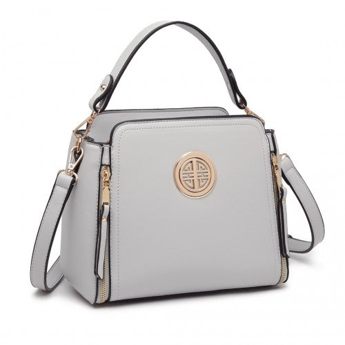 Easy Luggage LB2126 - Miss Lulu Leather Look Practical Crossbody Bag - Grey