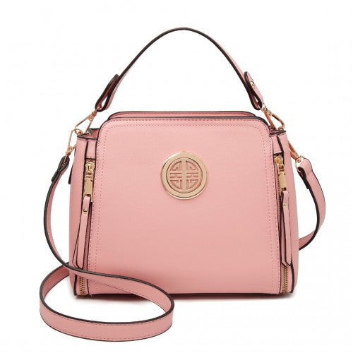 Easy Luggage LB2126 - Miss Lulu Leather Look Practical Crossbody Bag - Pink